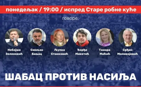 Obeležavanje dve godine od nasilja na šabačkom mostu, okupljanje ispred Stare robne kuće