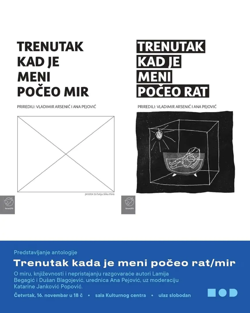 Predstavljanje antologije „Trenutak kad je meni počeo rat“ u Kulturnom centru