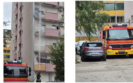 Požar na terasi u Benskoj Bari, intervenisali vatrogasci