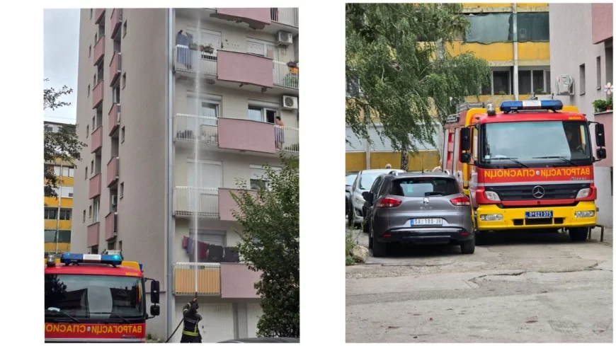 Požar na terasi u Benskoj Bari, intervenisali vatrogasci