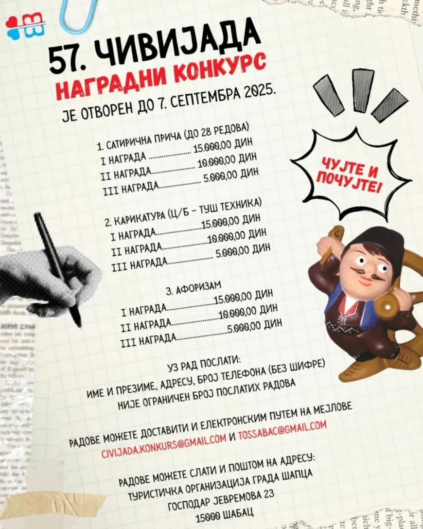 U susret 57. Čivijadi: Konkurs za aforizme, karikature i satirične priče
