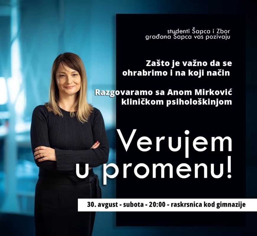 Predavanje „Verujem u promenu!“ Ane Mirković u Šapcu – poziv na razgovor o ohrabrivanju i ličnom razvoju