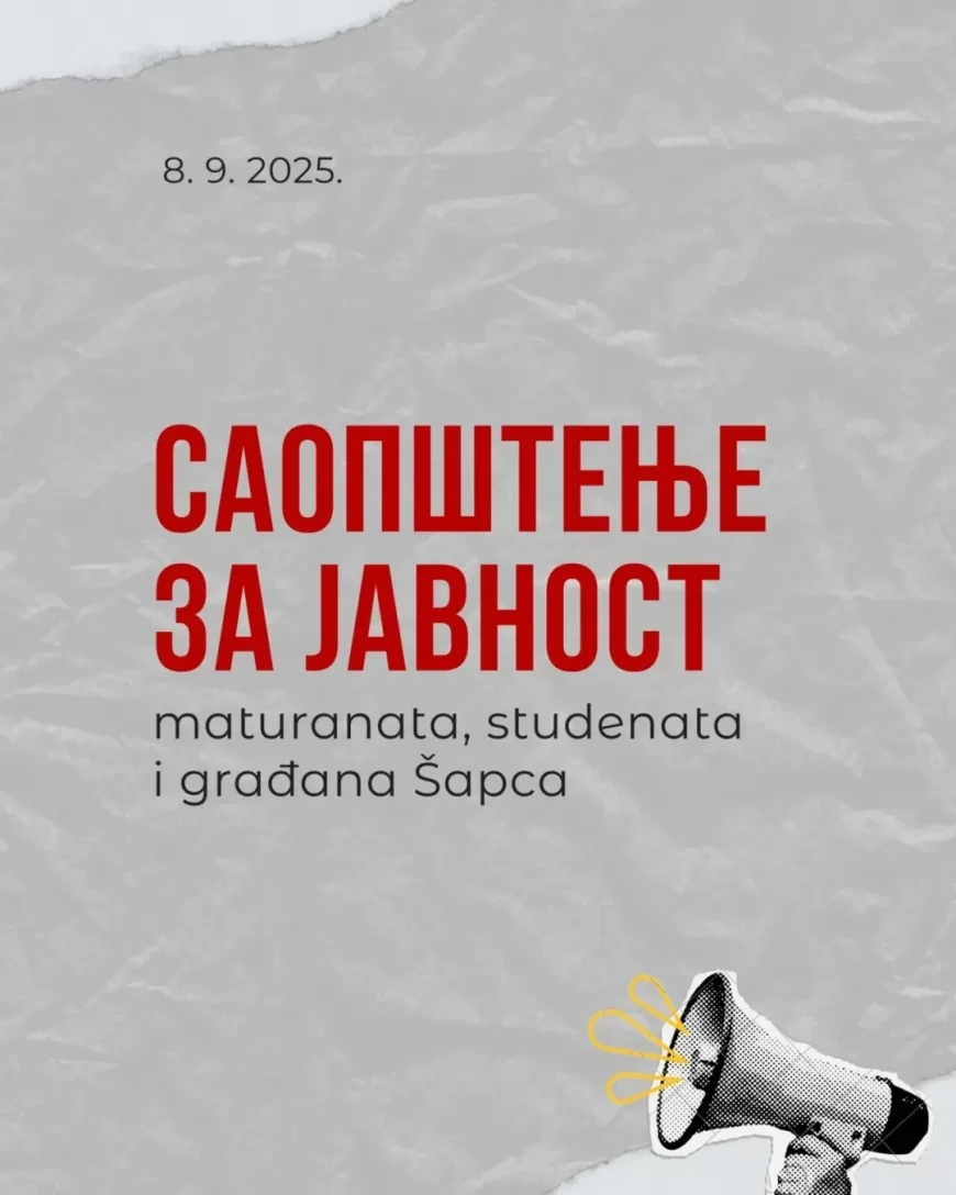 Maturanti, studenti i građani Šapca oglasili se povodom događaja od 7. septembra
