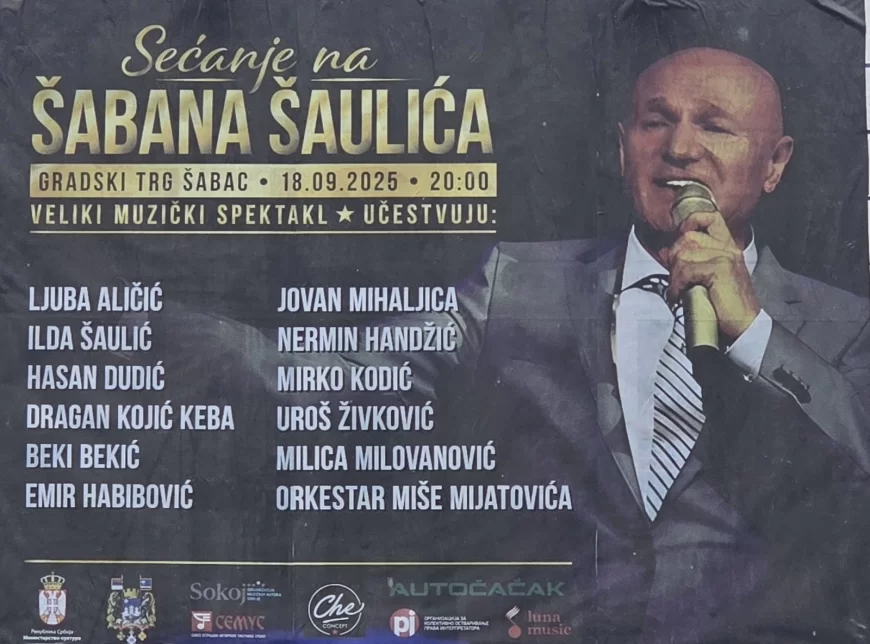 „Sećanje na Šabana Šaulića“ na Gradskom trgu u Šapcu 18. septembra