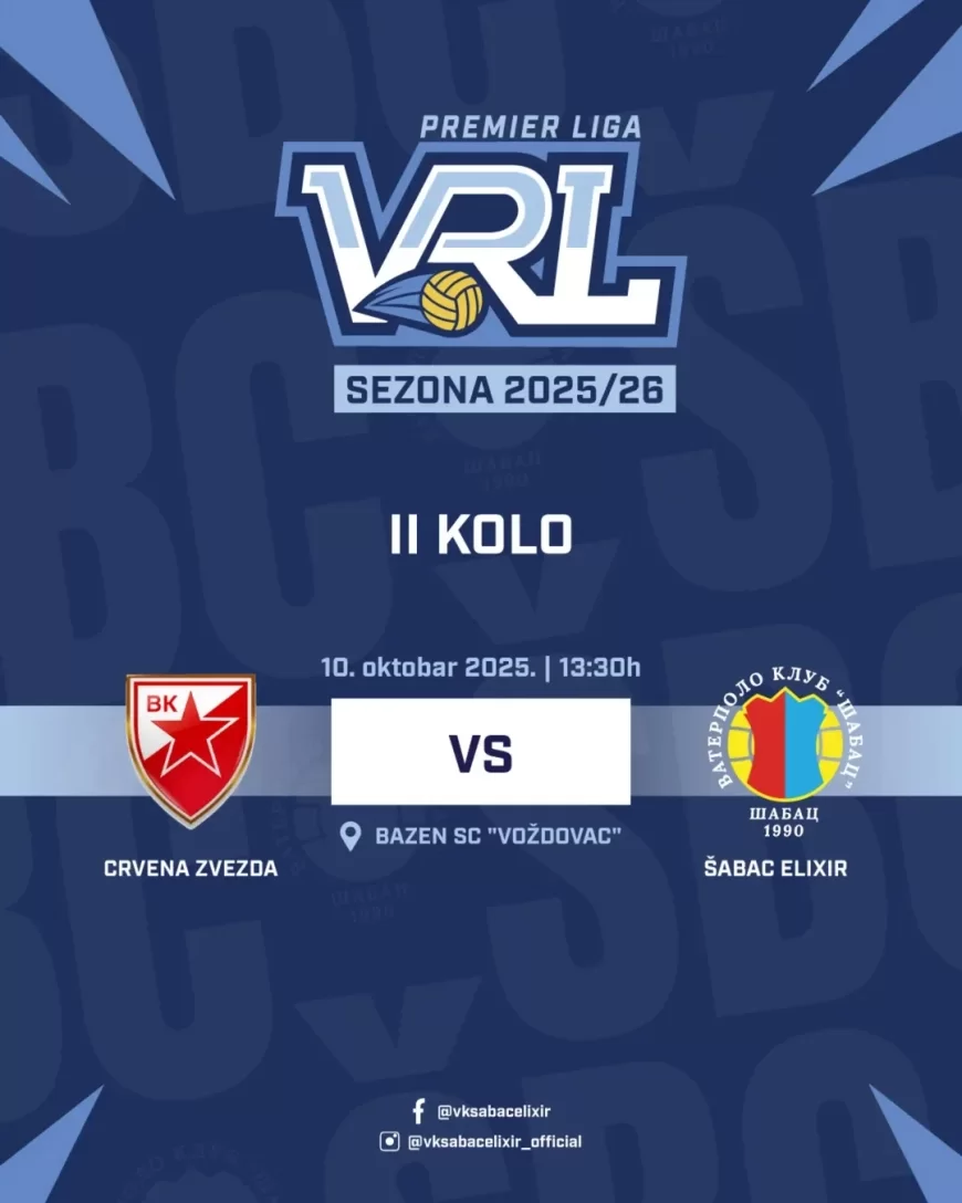 Vaterpolisti Šapca gostuju Crvenoj zvezdi u drugom kolu Regionalne lige