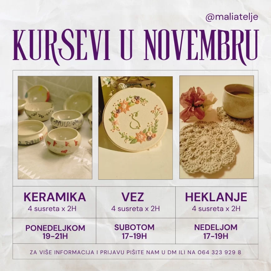 Novembarska dešavanja u Malom ateljeu – radionice, kursevi i kreativna inspiracija