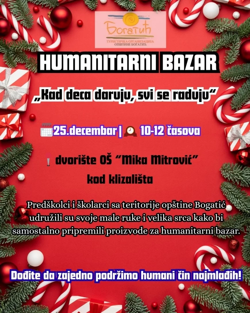 Humanitarni bazar „Kad deca daruju, svi se raduju“ 25. decembra u Bogatiću