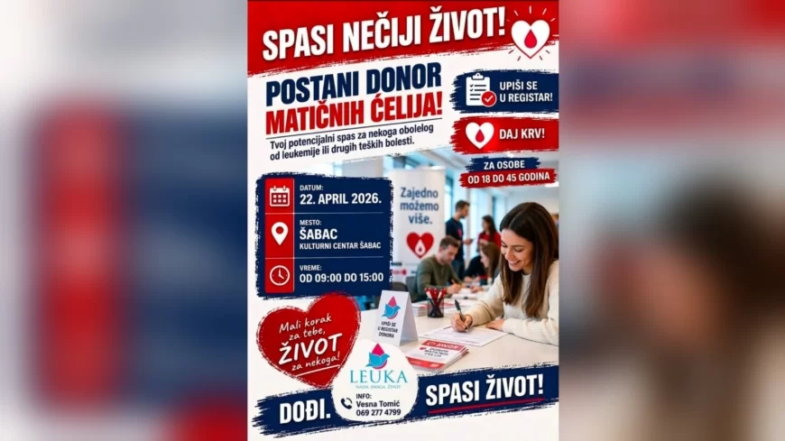 U Šapcu akcija upisa u registar davalaca matičnih ćelija: Nova šansa za obolele od leukemije