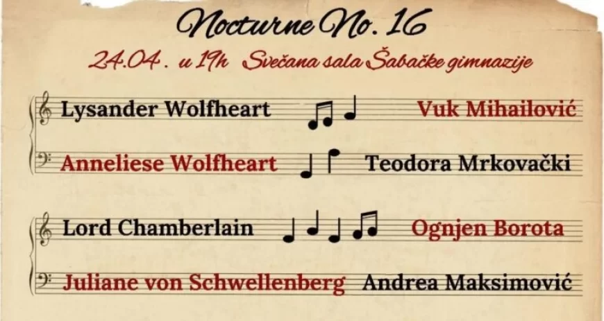 Večeras premijera predstave „Nocturne No 16“ Dramske sekcije Šabačke gimnazije