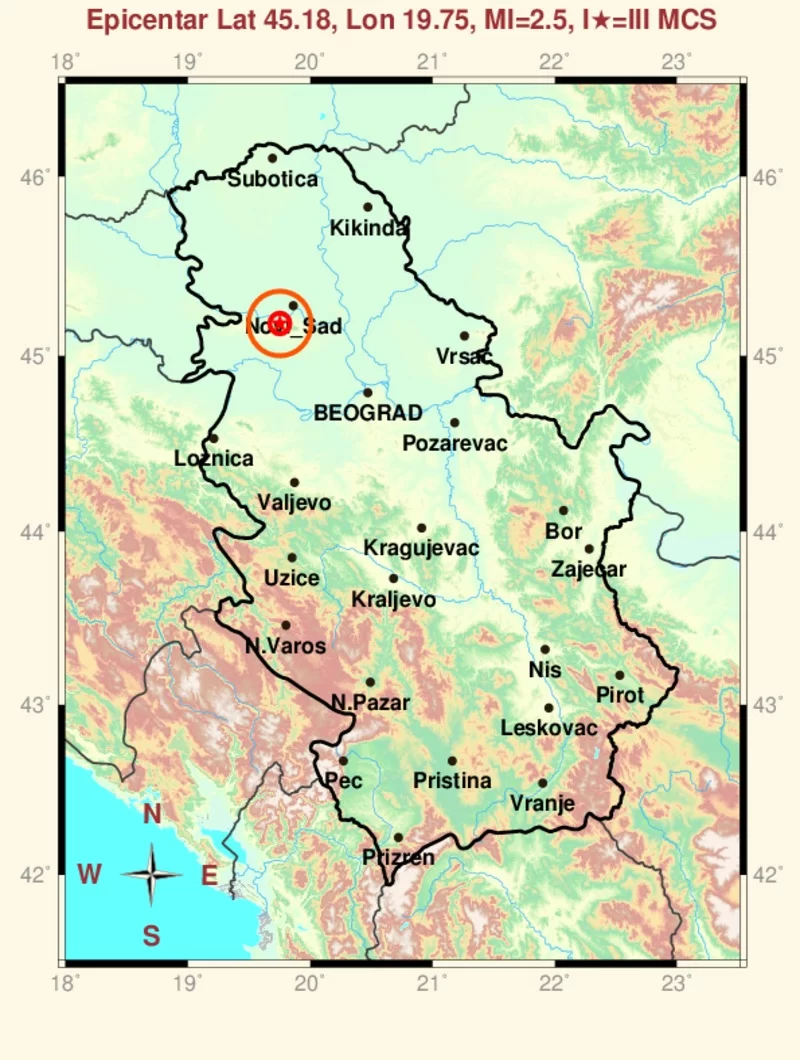 Registrovan zemljotres kod Beočina