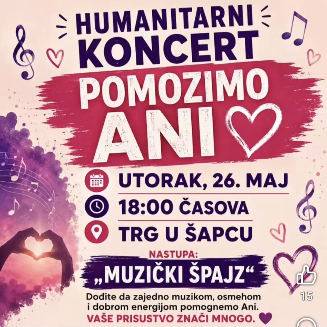 Humanitarni koncert za Anu Antonić večeras na Trgu šabačkih žrtava