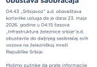 Obustavljen železnički saobraćaj u Srbiji!