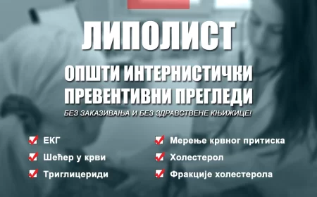U SUBOTU OPŠTI INTERNISTIČKI PREVENTIVNI PREGLEDI U LIPOLISTU