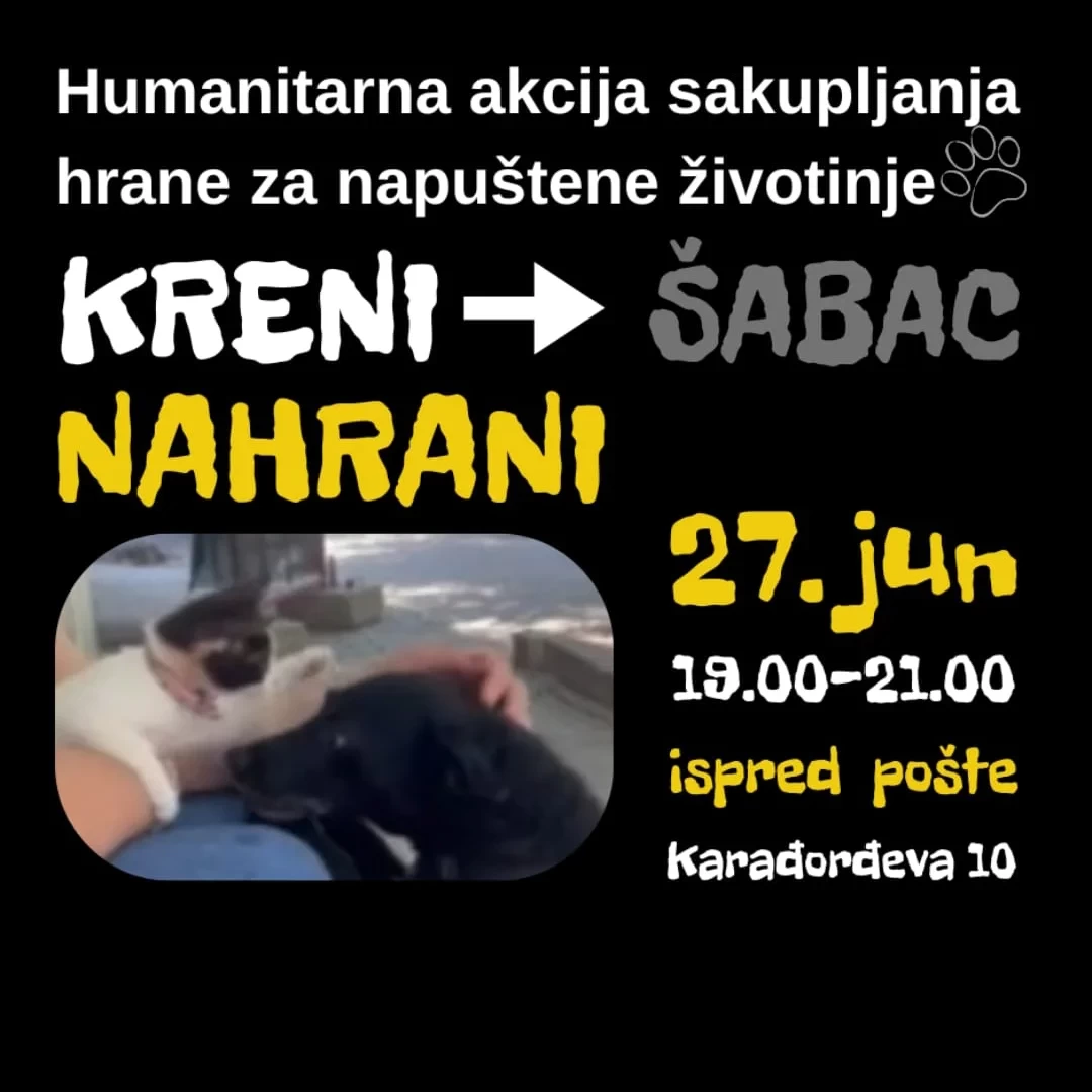 Humanitarna akcija „KRENI-NAHRANI“ danas u Šapcu: Prikupljanje hrane za napuštene pse