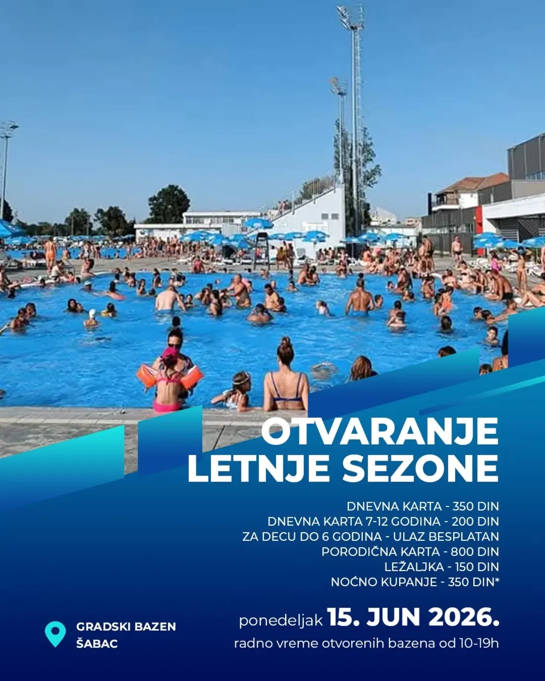 Kupališna sezona na Gradskom bazenu počinje 15. juna