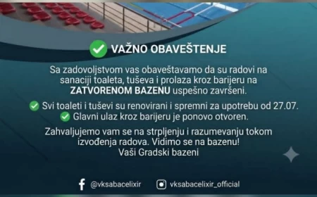Završeni radovi na Gradskom bazenu u Šapcu – toaleti, tuševi i glavni ulaz ponovo u funkciji