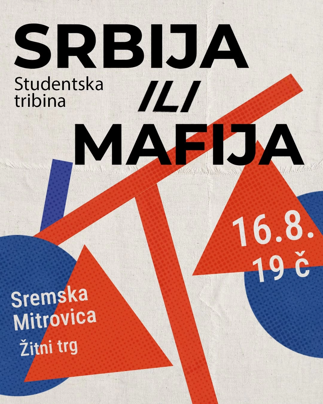 „Srbija ili mafija“: Studentska tribina u nedelju na Žitnom trgu u Sremskoj Mitrovici